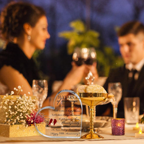 10 Year Anniversary Acrylic Heart Table Centerpiece